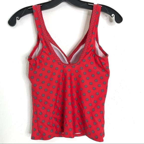 Boden Red Polka Dot Tankini Top Swimwear w/ Pouch - Picture 3 of 7
